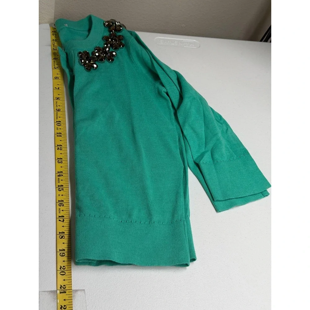 Kate Spade Sweater Womens XS Green Leni‎ Cardigan Jeweled Preppy Office Holiday